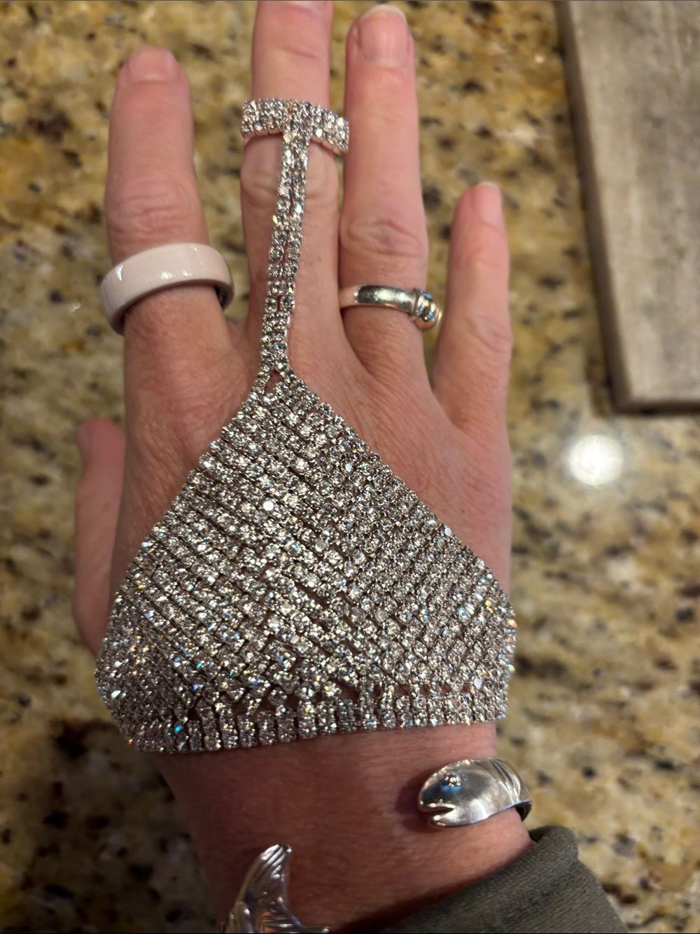 Rhinestone bracket ring combo - Silver Sparkle